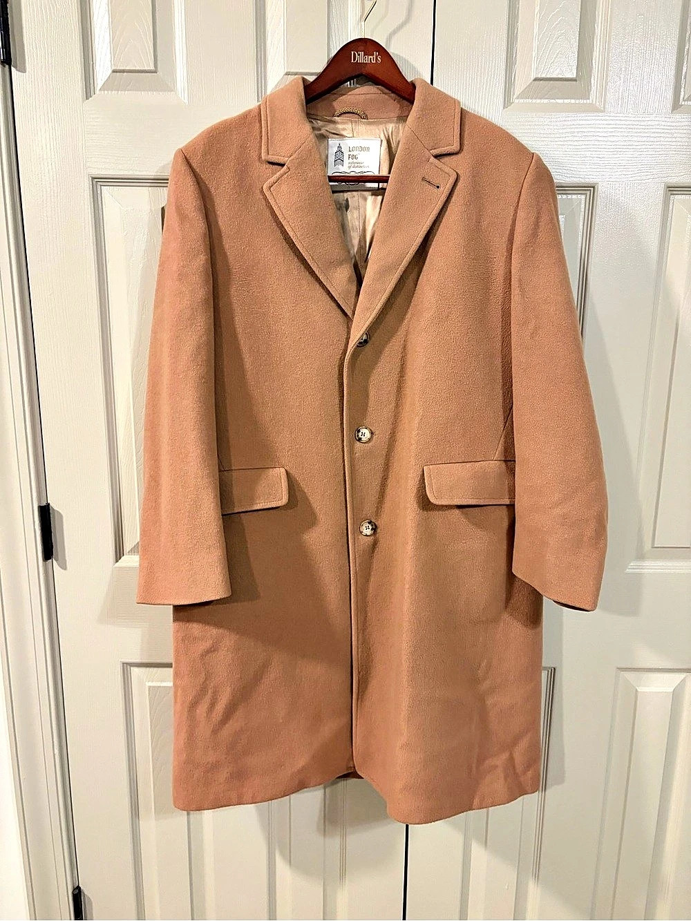 London Fog Men's Wool Coat Brown Size 44 REG